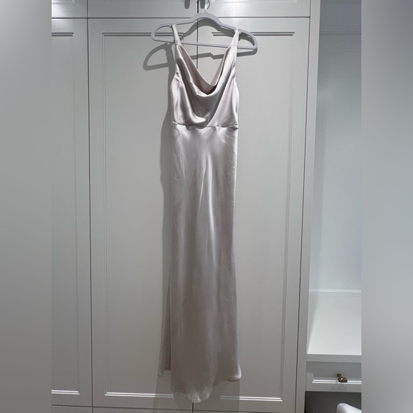 Dynamite Dresses & Skirts - Dynamite Satin Cowl Neck Slip Dress in Polished Pearl